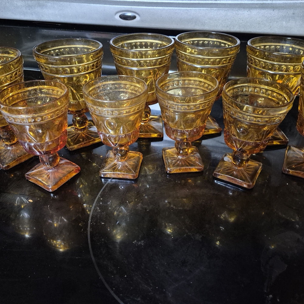 Amber Glass Goblet Set